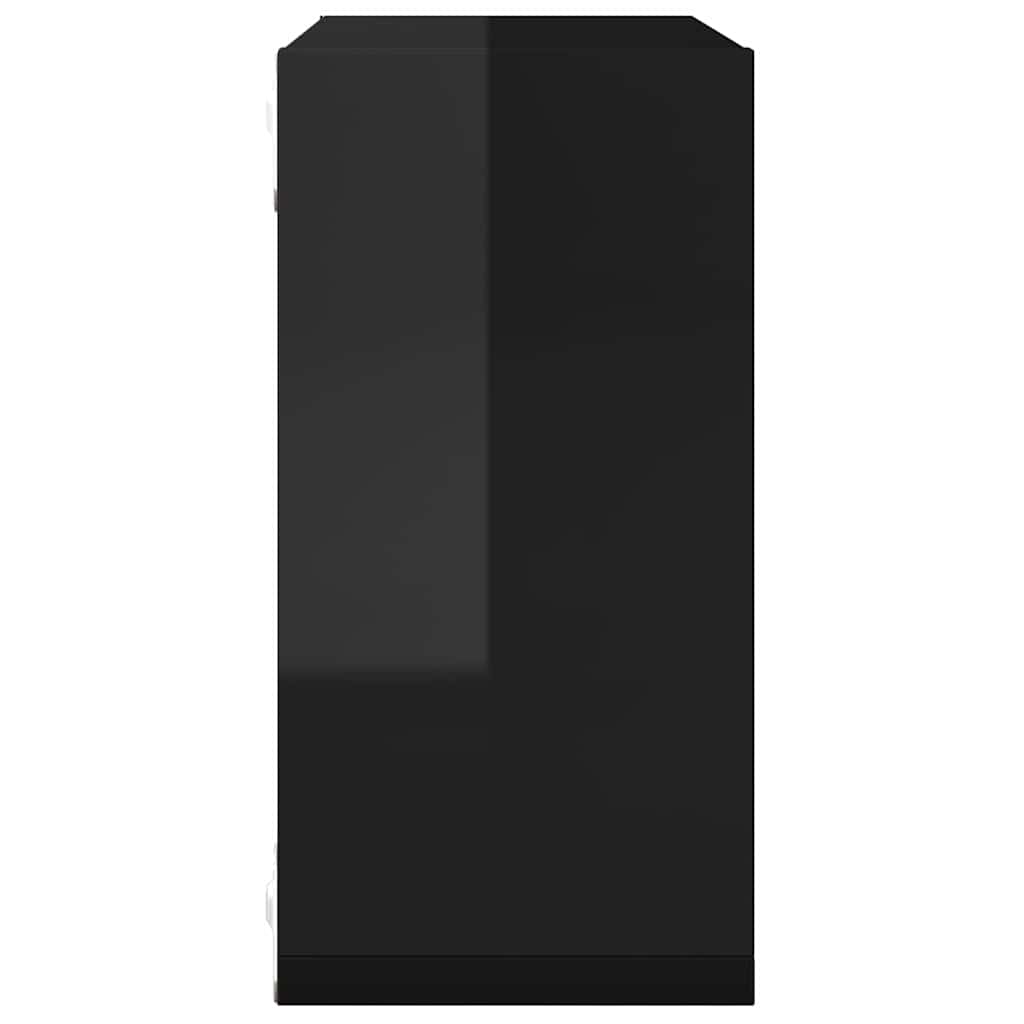 Wall Cube Shelves 2 pcs High Gloss Black 30x15x30 cm