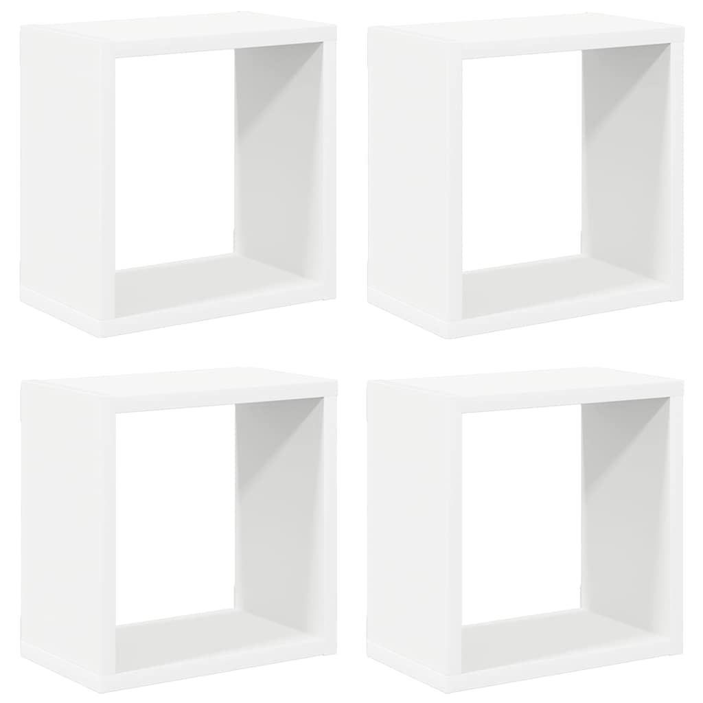 Wall Cube Shelves 4 pcs White 26x15x26 cm