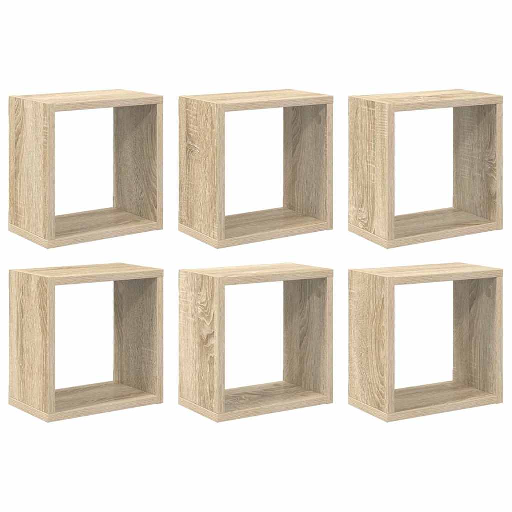 Wall Cube Shelves 6 pcs Sonoma Oak 26x15x26 cm
