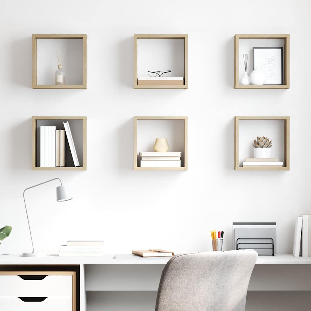 Wall Cube Shelves 6 pcs Sonoma Oak 26x15x26 cm