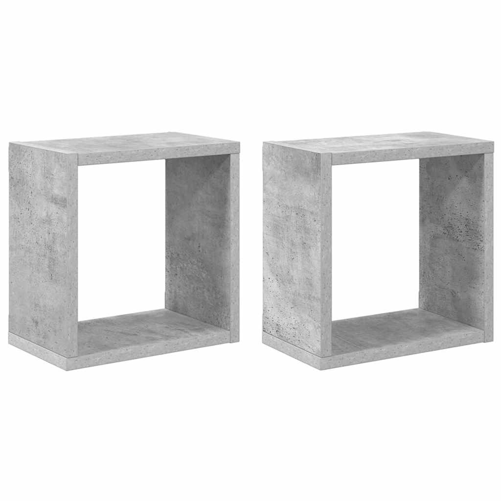 Wall Cube Shelves 2 pcs Concrete Grey 26x15x26 cm