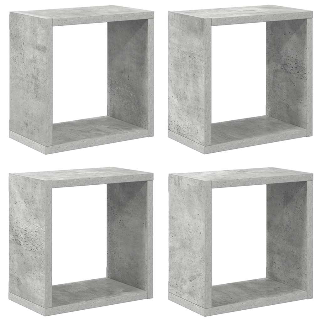 Wall Cube Shelves 4 pcs Concrete Grey 26x15x26 cm
