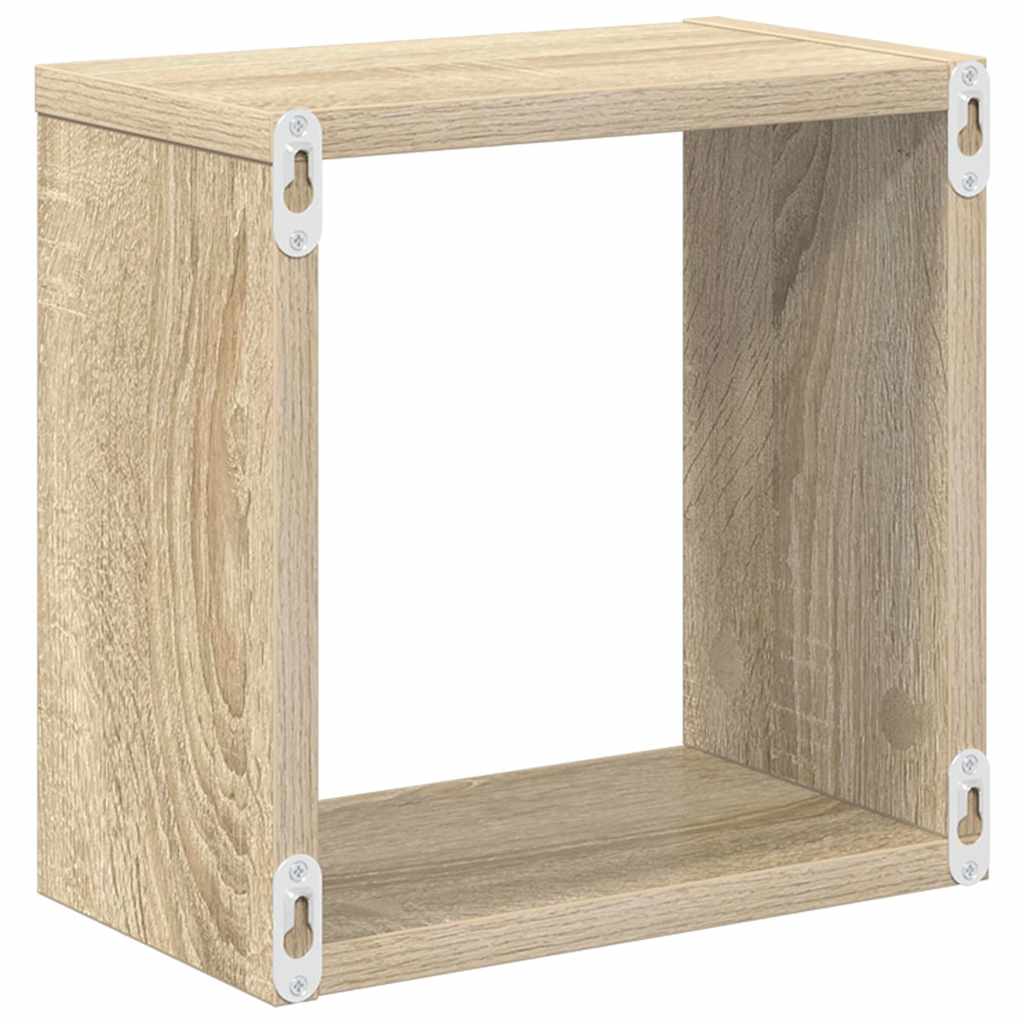 Wall Cube Shelves 6 pcs White and Sonoma Oak 26x15x26 cm