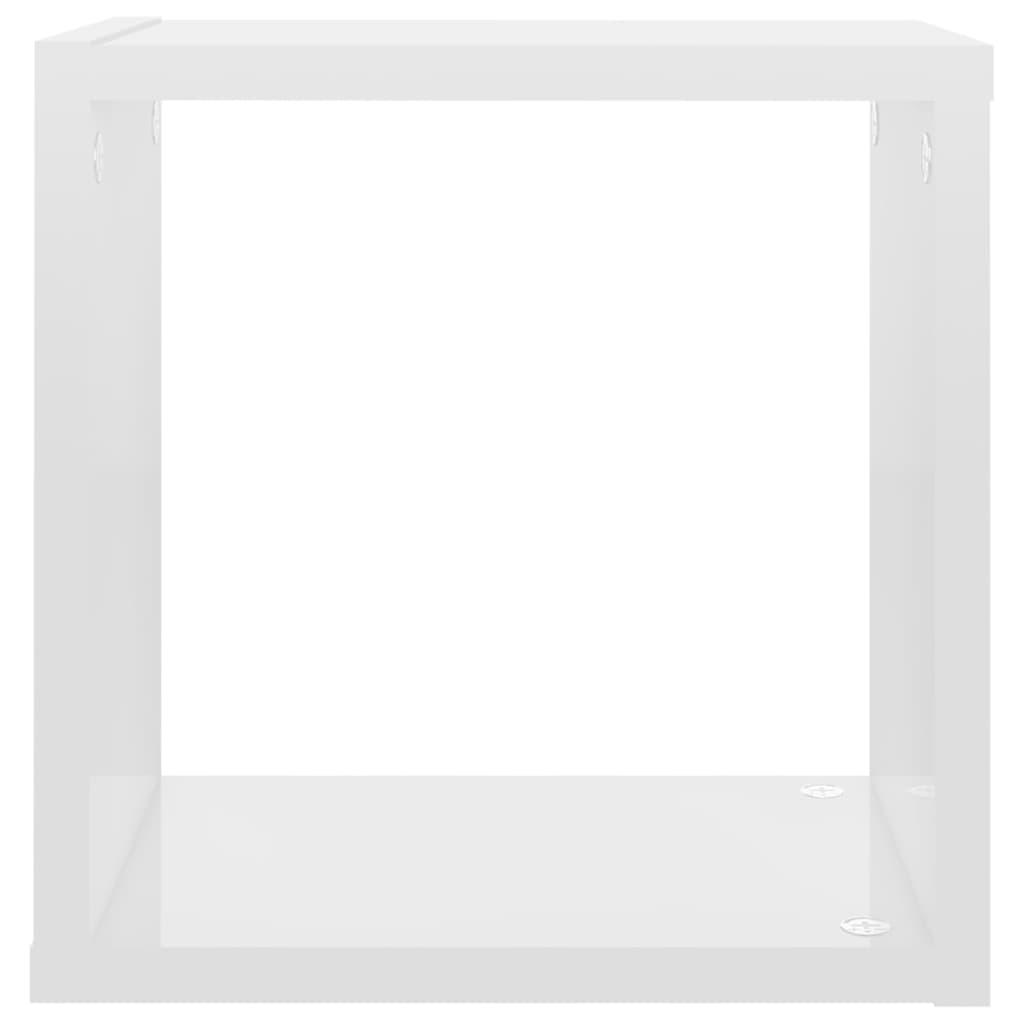 Wall Cube Shelves 2 pcs High Gloss White 26x15x26 cm