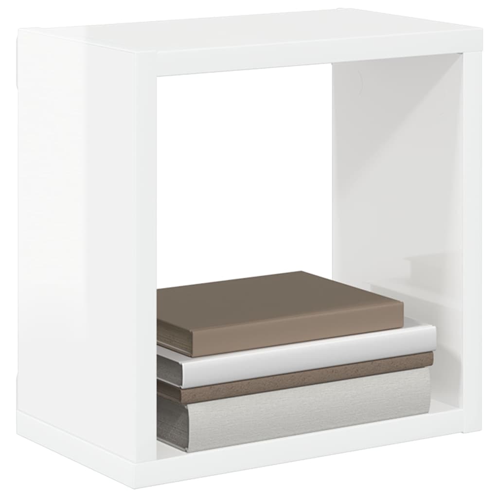 Wall Cube Shelves 6 pcs High Gloss White 26x15x26 cm
