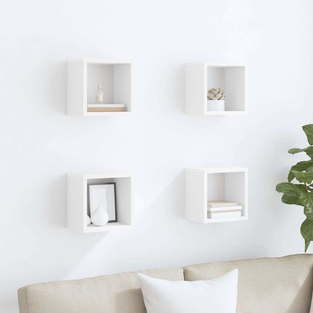 Wall Cube Shelves 4 pcs White 22x15x22 cm