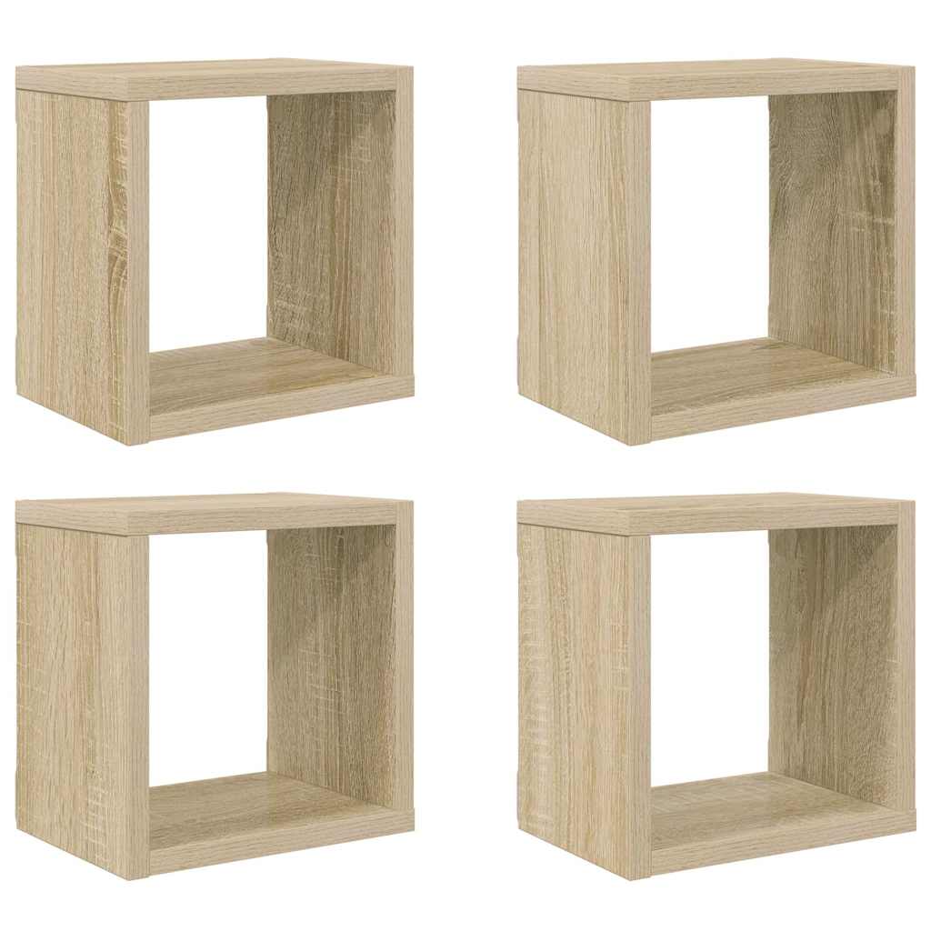 Wall Cube Shelves 4 pcs Sonoma Oak 22x15x22 cm