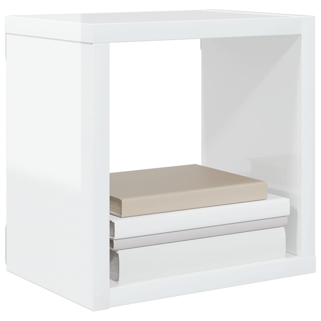 Wall Cube Shelves 4 pcs High Gloss White 22x15x22 cm