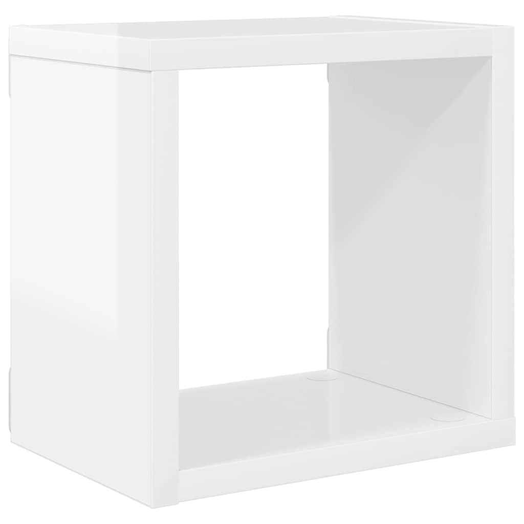 Wall Cube Shelves 4 pcs High Gloss White 22x15x22 cm