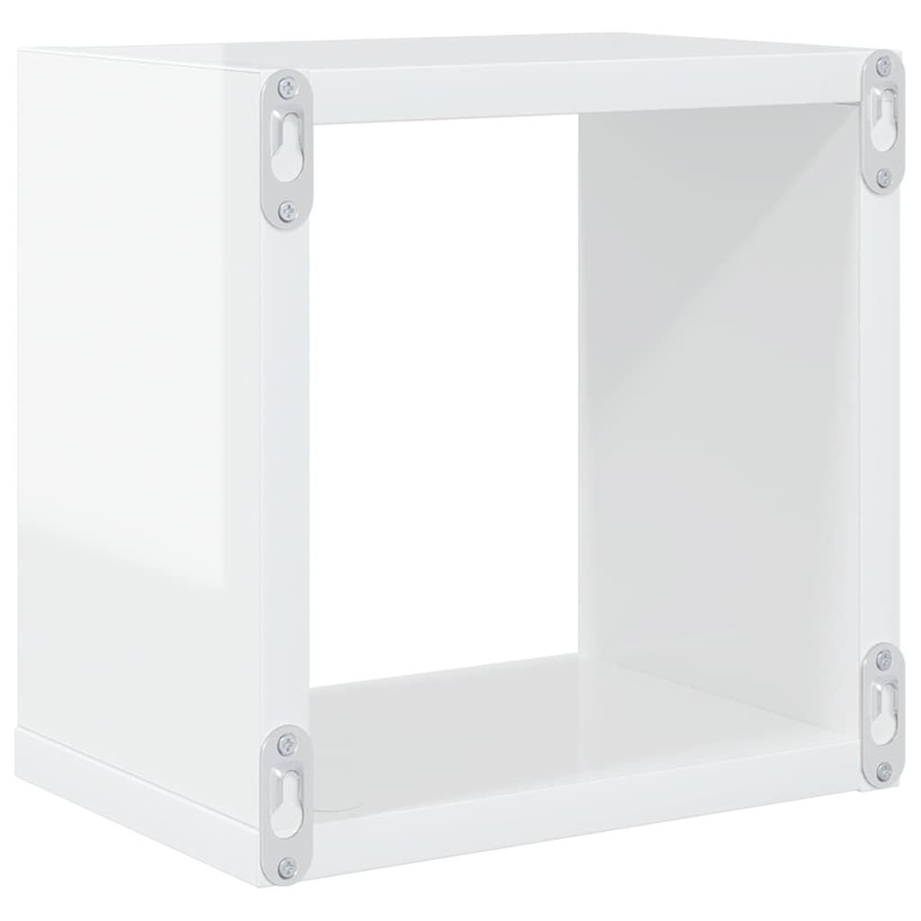 Wall Cube Shelves 4 pcs High Gloss White 22x15x22 cm