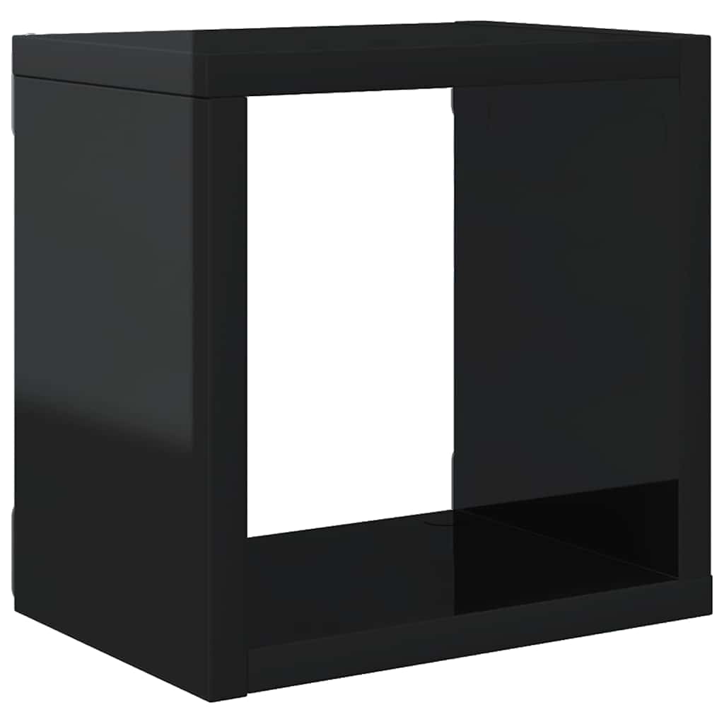 Wall Cube Shelves 4 pcs High Gloss Black 22x15x22 cm