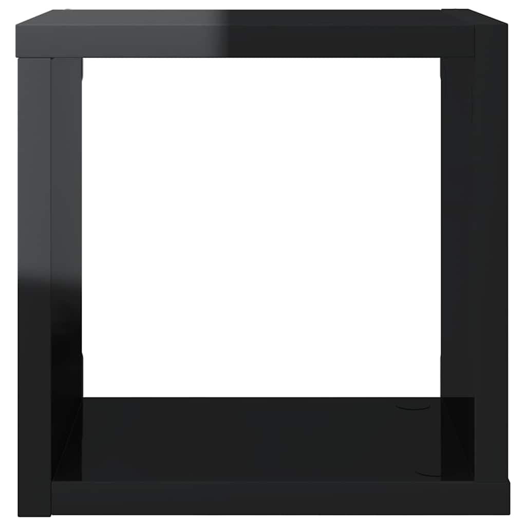 Wall Cube Shelves 4 pcs High Gloss Black 22x15x22 cm