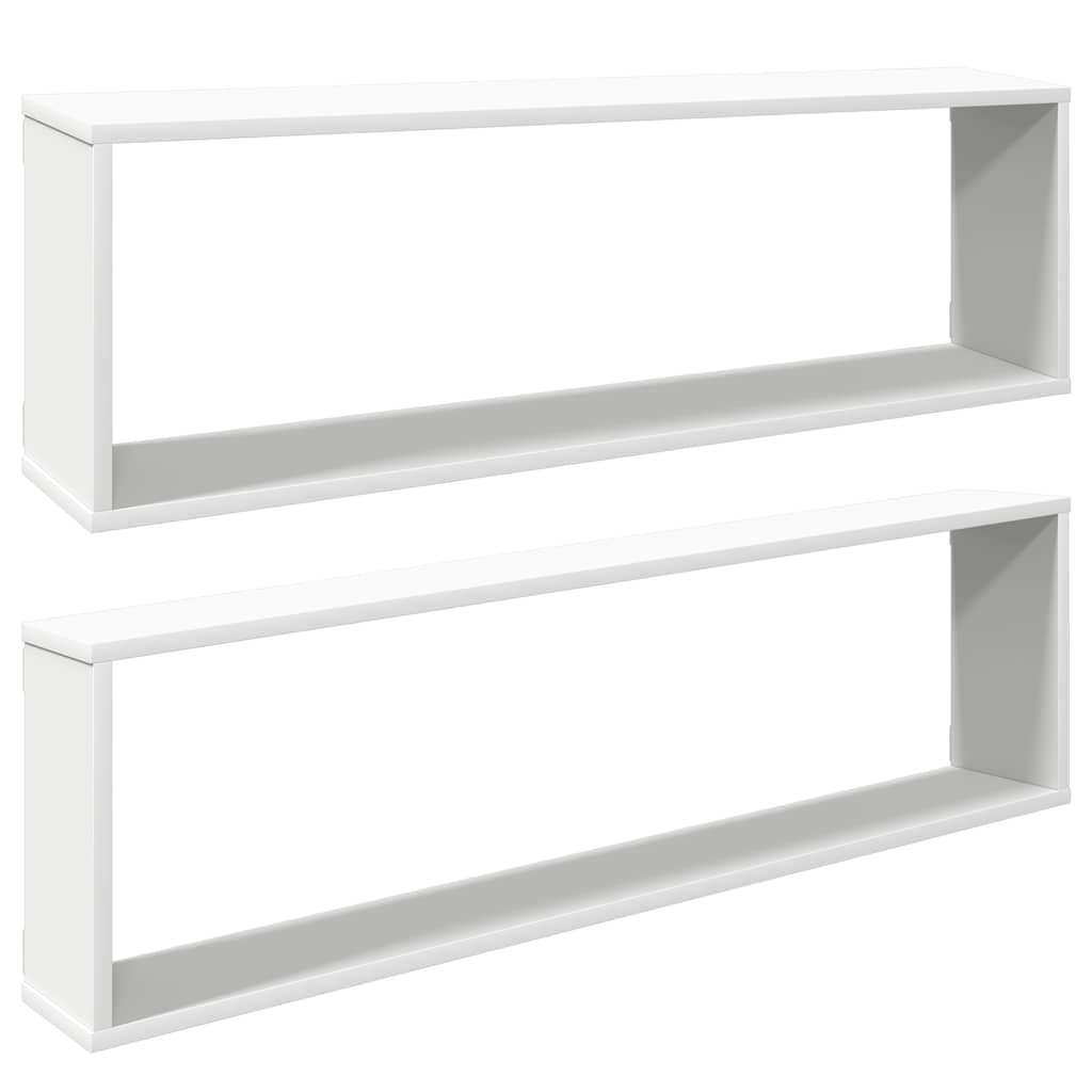 Wall Cube Shelves 2 pcs White 100x15x30 cm Engineered Wood
