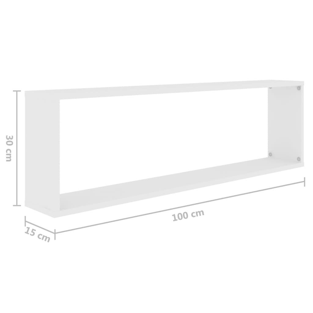 Wall Cube Shelves 2 pcs White 100x15x30 cm Engineered Wood