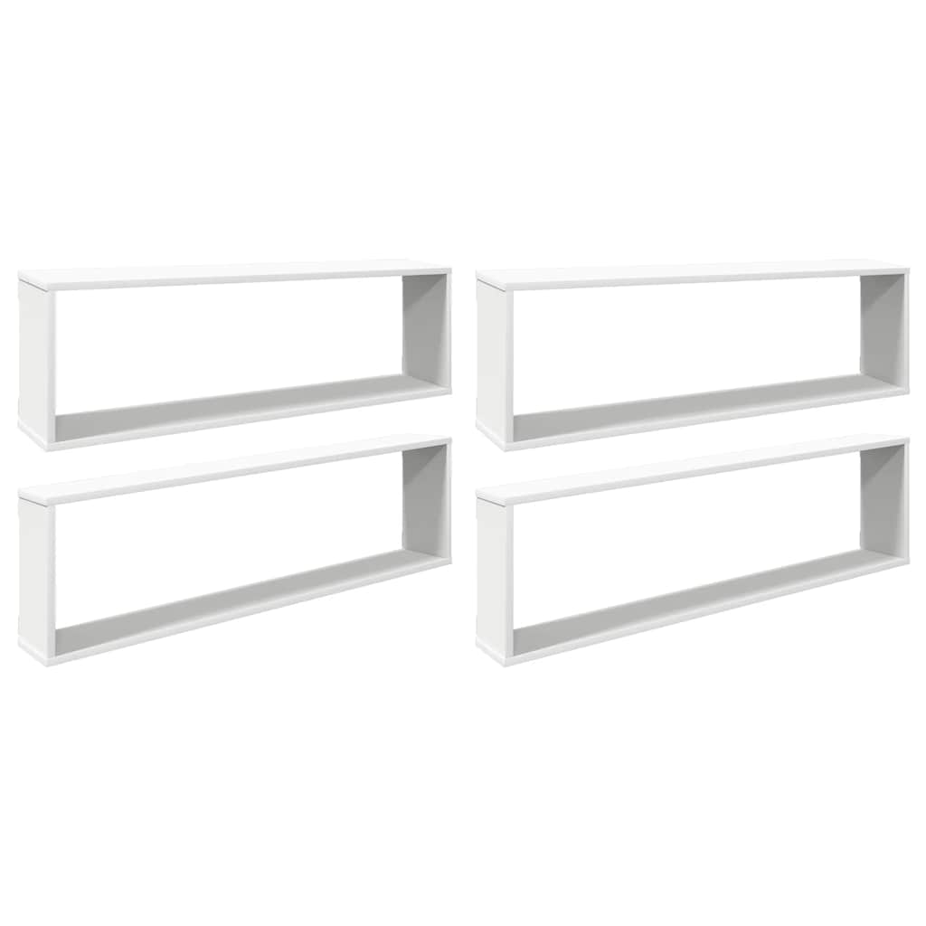 Wall Cube Shelves 4 pcs White 100x15x30 cm Engineered Wood