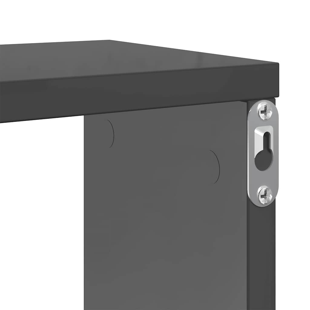 Wall Cube Shelves 2 pcs High Gloss Grey 100x15x30 cm Engineered Wood