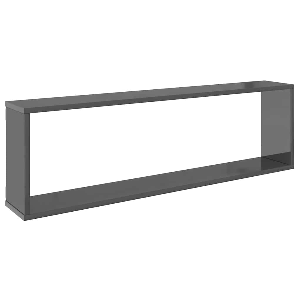 Wall Cube Shelves 4 pcs High Gloss Grey 100x15x30 cm Engineered Wood