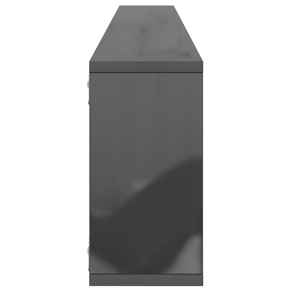Wall Cube Shelves 4 pcs High Gloss Grey 100x15x30 cm Engineered Wood