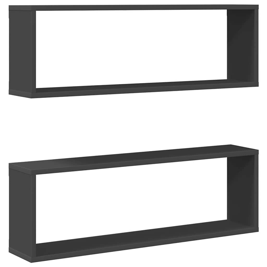 Wall Cube Shelves 2 pcs Grey 80x15x26.5 cm Engineered Wood