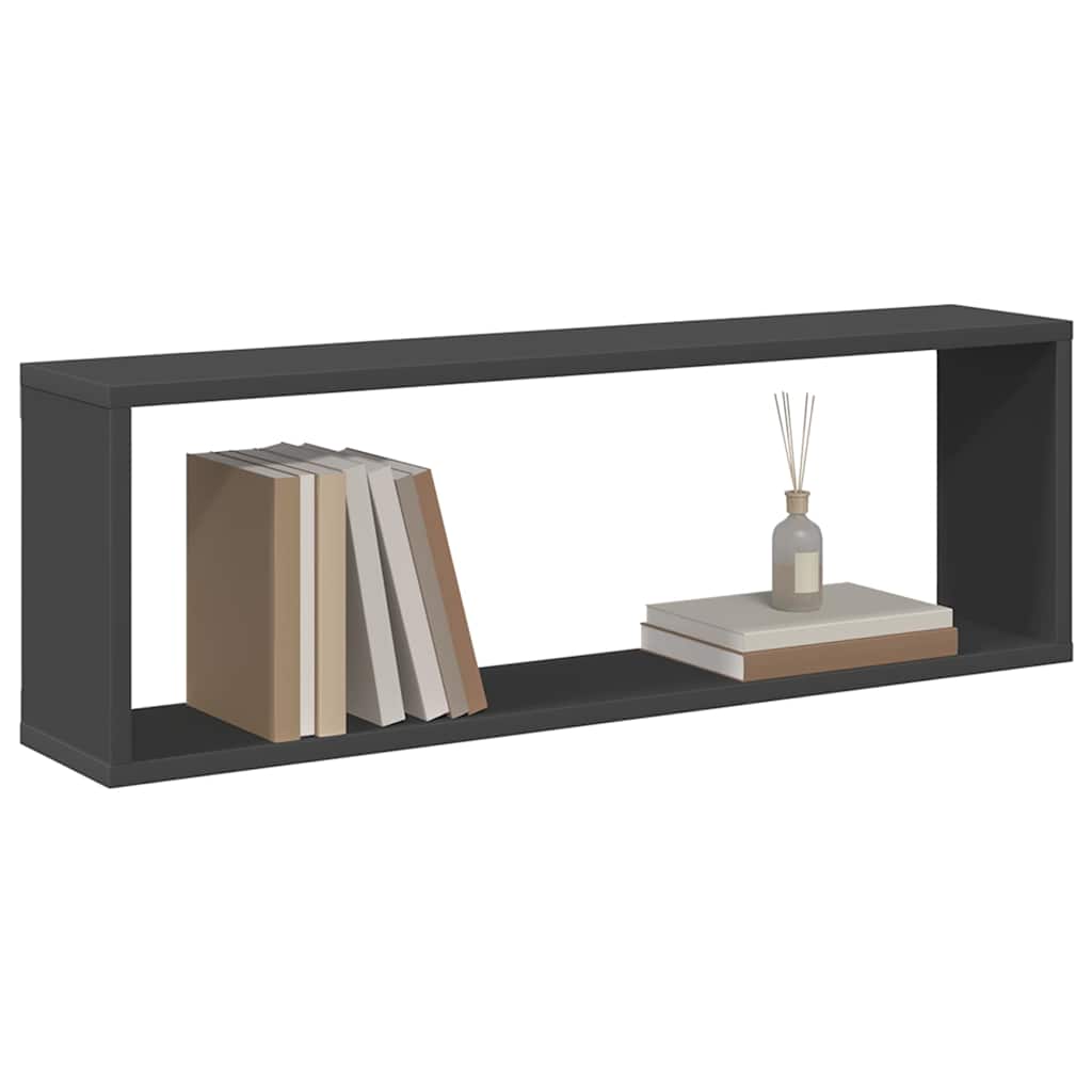 Wall Cube Shelves 2 pcs Grey 80x15x26.5 cm Engineered Wood
