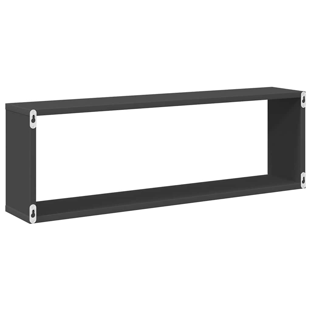 Wall Cube Shelves 2 pcs Grey 80x15x26.5 cm Engineered Wood