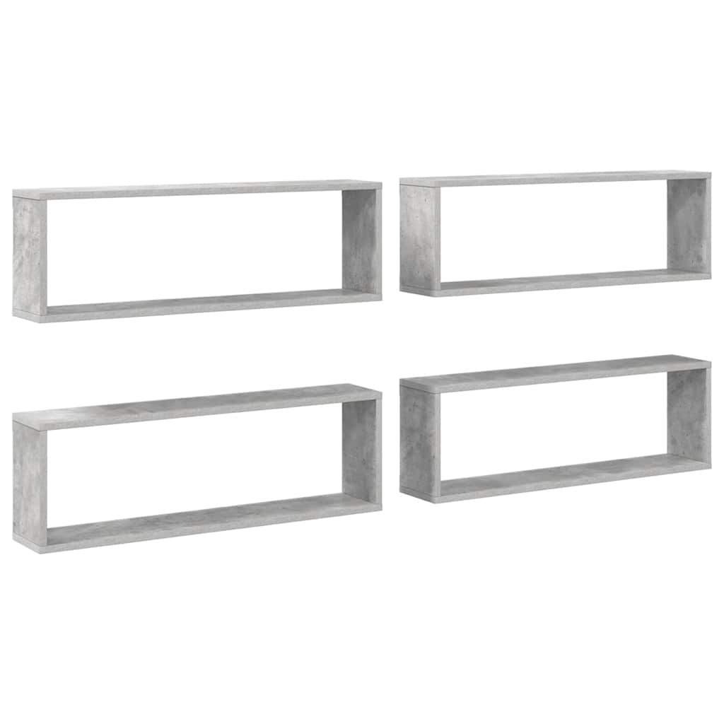 Wall Cube Shelves 4 pcs Concrete Grey 80x15x26.5 cm Engineered Wood