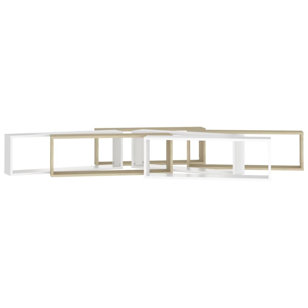 Wall Cube Shelves 6 pcs White&Sonoma Oak 80x15x26.5cm Engineered Wood