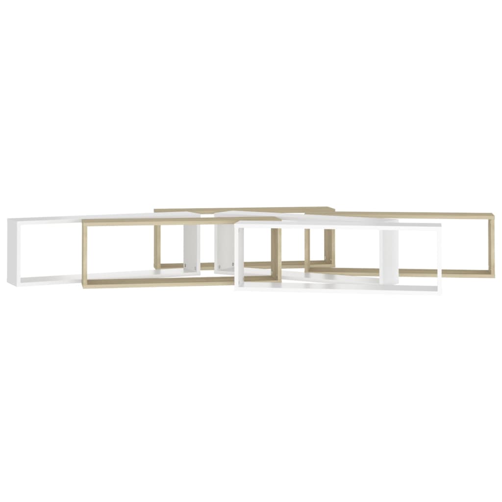 Wall Cube Shelves 6 pcs White&Sonoma Oak 80x15x26.5cm Engineered Wood