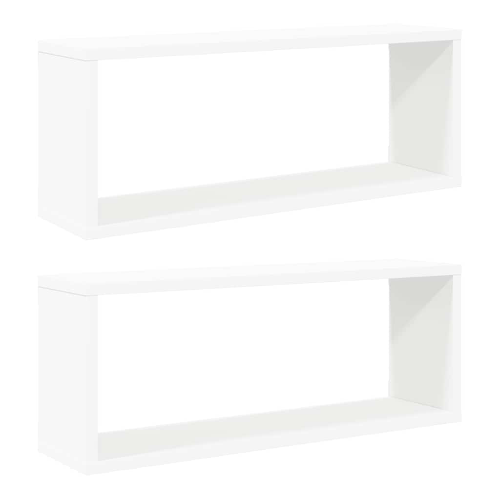 Wall Cube Shelves 2 pcs White 60x15x23 cm Engineered Wood