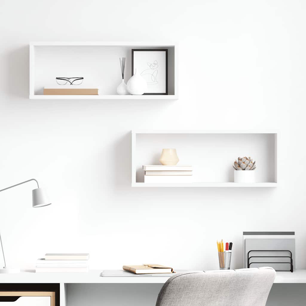 Wall Cube Shelves 2 pcs White 60x15x23 cm Engineered Wood