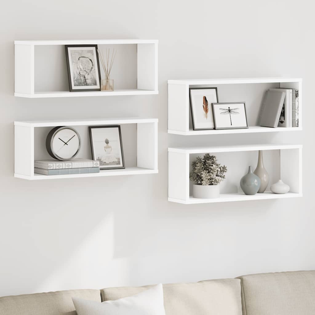 Wall Cube Shelves 4 pcs White 60x15x23 cm Engineered Wood