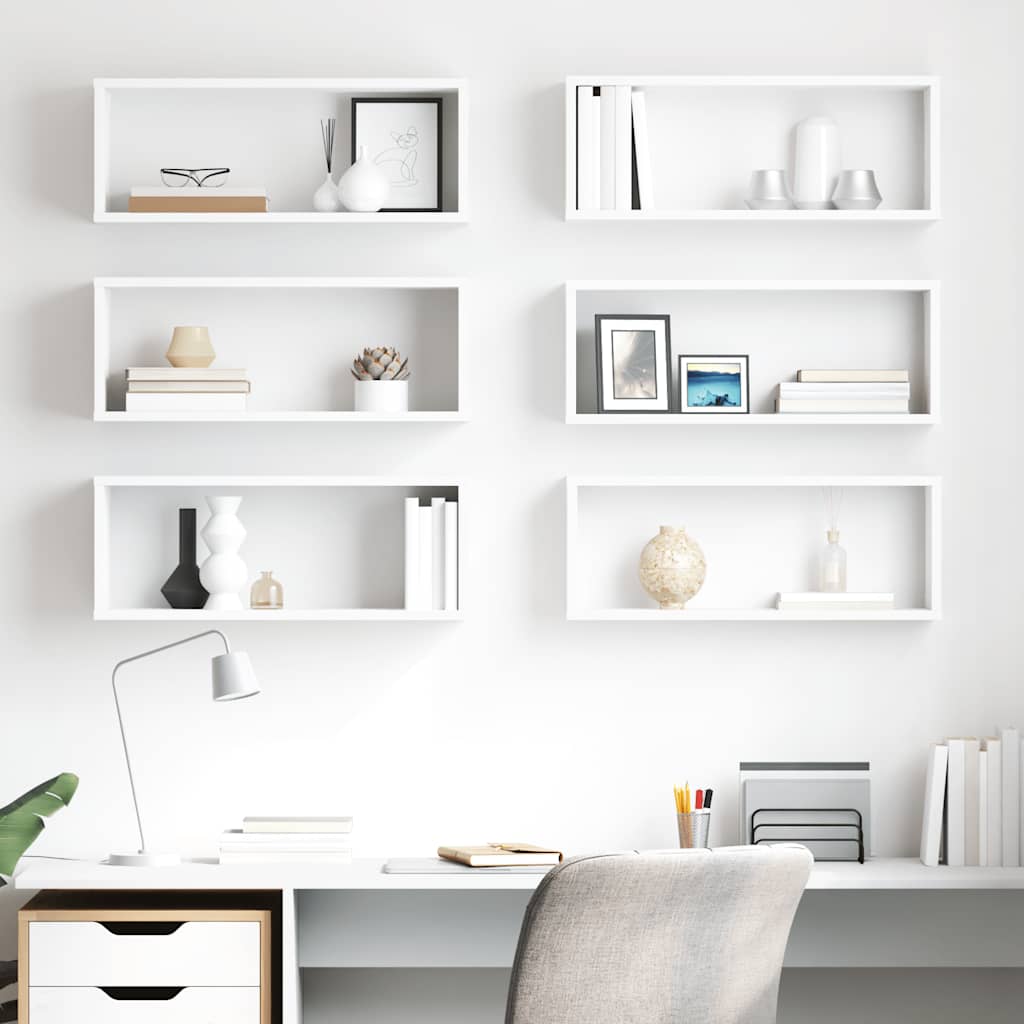 Wall Cube Shelves 6 pcs White 60x15x23 cm Engineered Wood