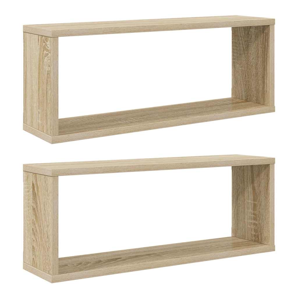 Wall Cube Shelves 2 pcs Sonoma Oak 60x15x23 cm Engineered Wood
