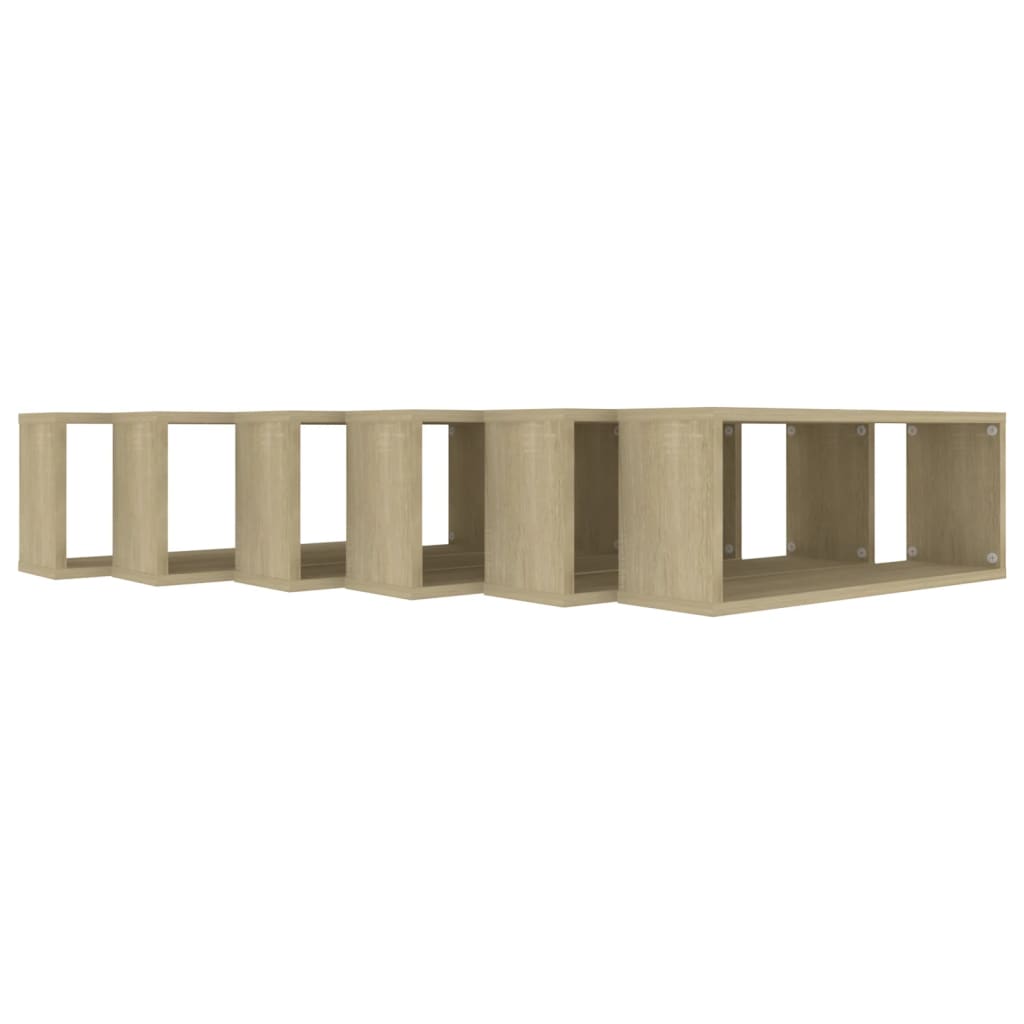 Wall Cube Shelves 6 pcs Sonoma Oak 60x15x23 cm Engineered Wood