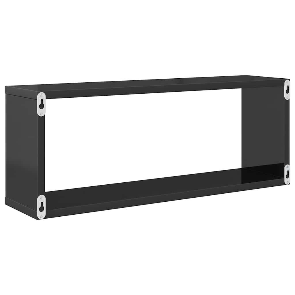 Wall Cube Shelves 2 pcs High Gloss Grey 60x15x23 cm Engineered Wood