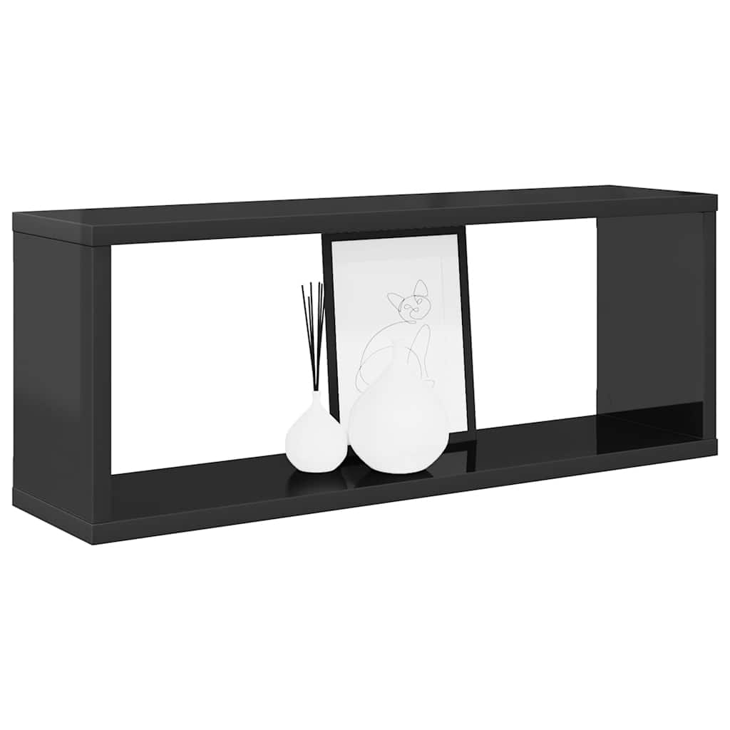 Wall Cube Shelves 6 pcs High Gloss Grey 60x15x23 cm Engineered Wood