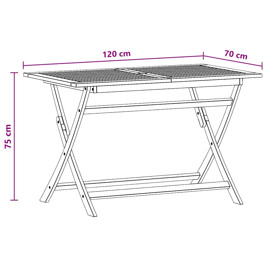 Folding Garden Table 120x70x75 cm Solid Eucalyptus Wood