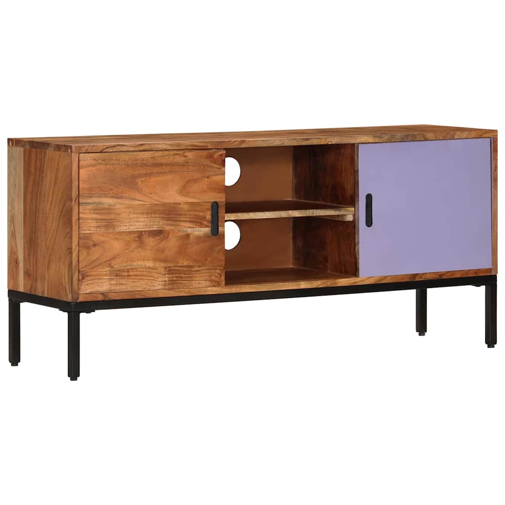 TV Cabinet Honey Brown and Grey 110x30x50 cm Solid Wood Acacia