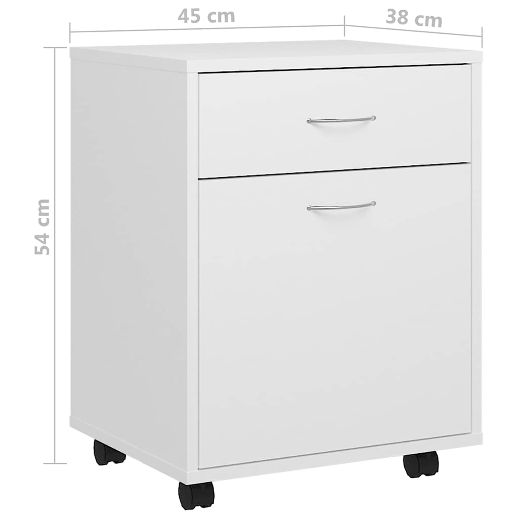 Rolling Cabinet White 45x38x54 cm Engineered Wood
