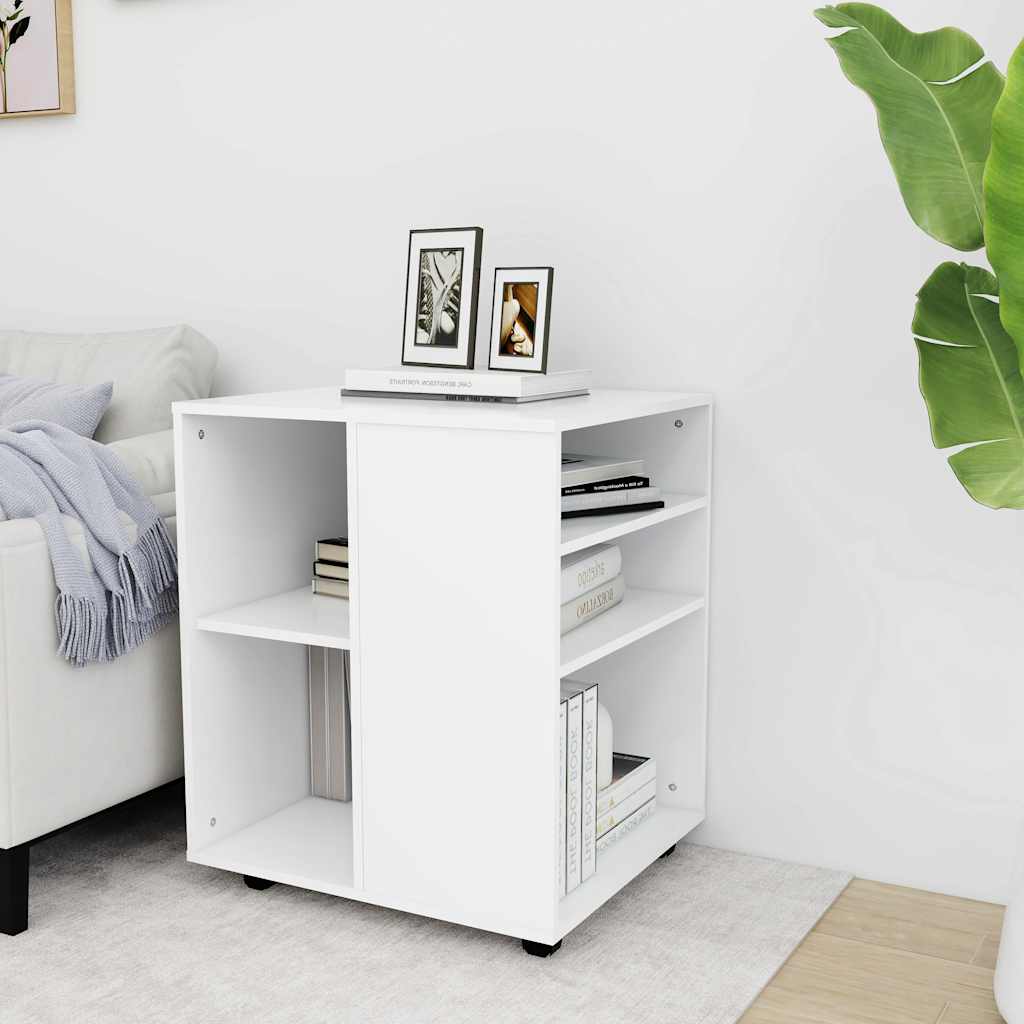 Rolling Cabinet White 60x53x72 cm Engineered Wood