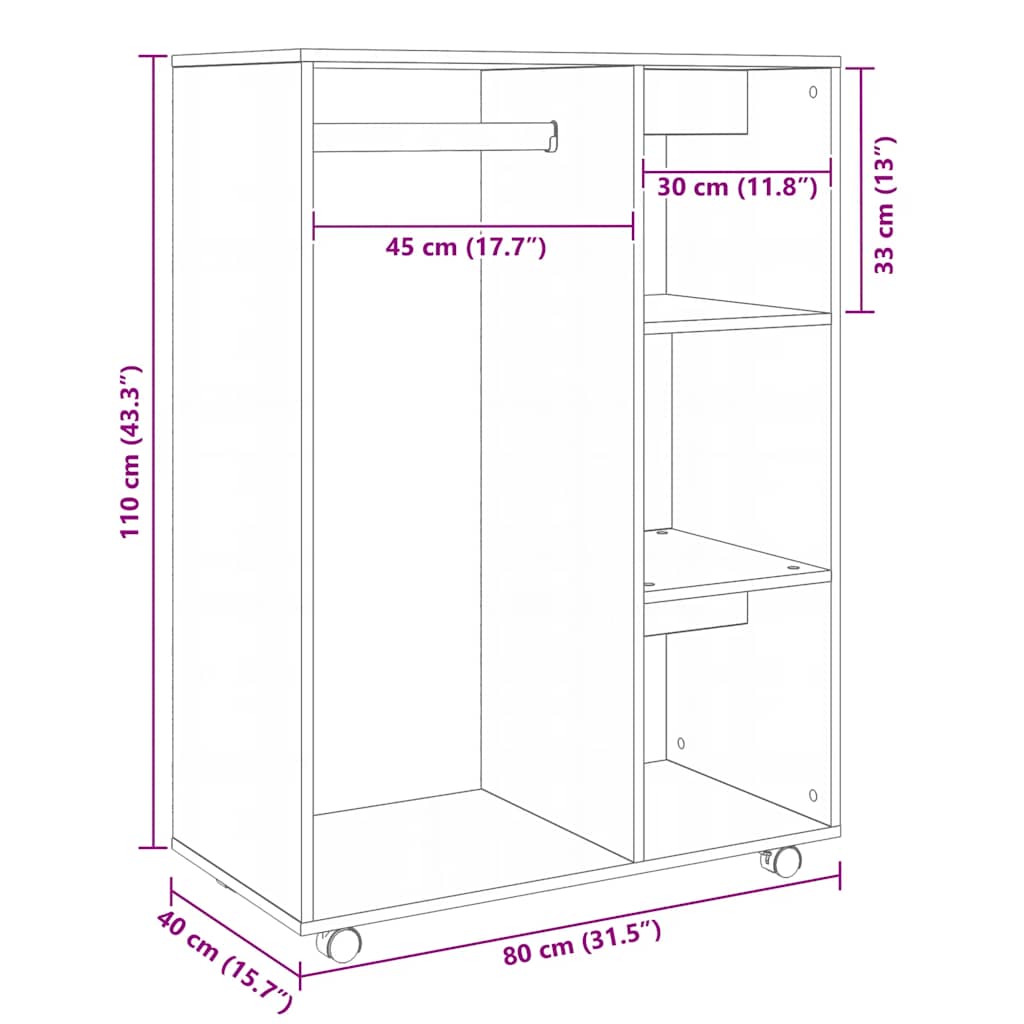 Wardrobe White 80x40x110 cm Engineered Wood