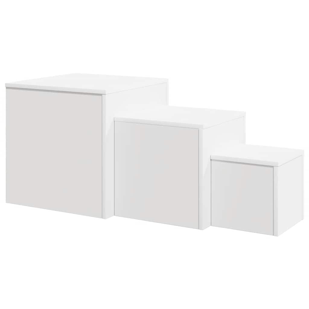 Side Tables 3 pcs White Engineered Wood