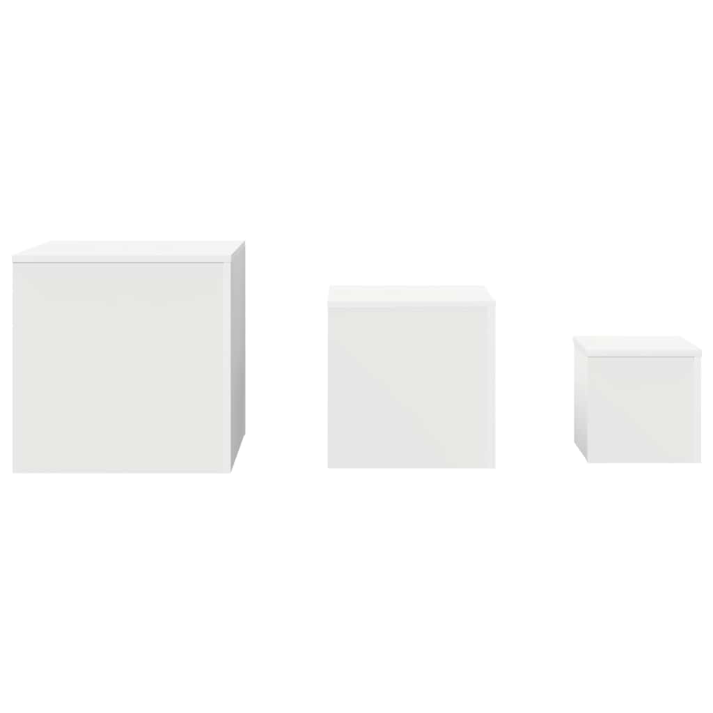 Side Tables 3 pcs White Engineered Wood