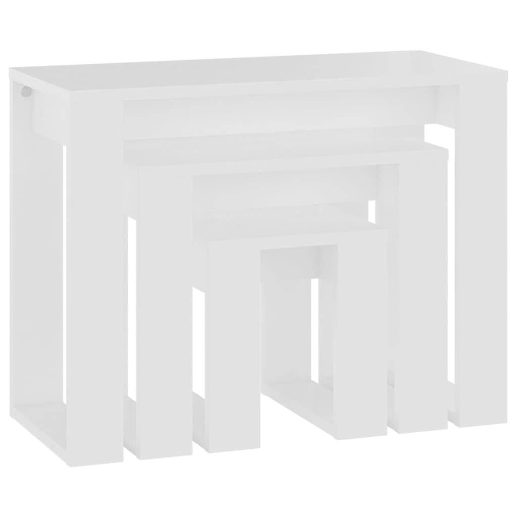 Nesting Tables 3 pcs White Engineered Wood