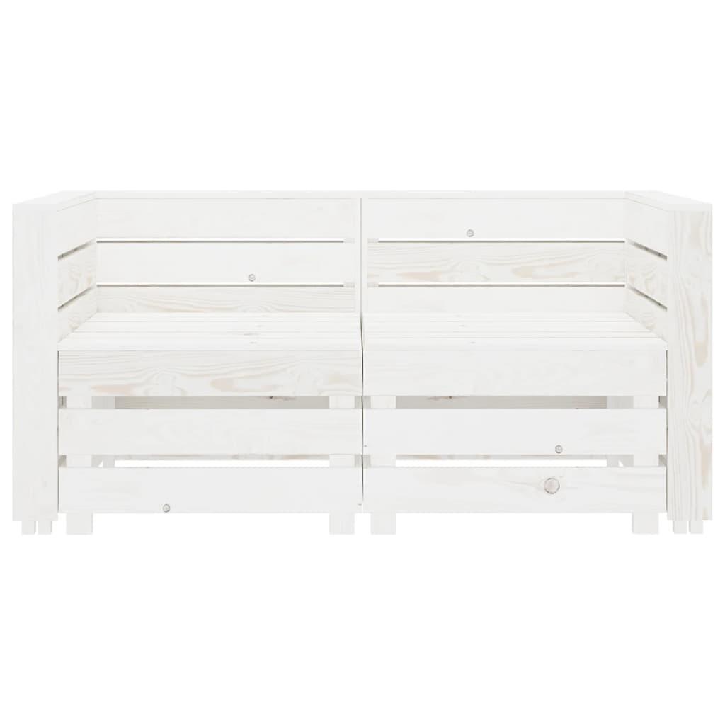 Garden 2-Seater Pallet Sofa Solid Pinewood White