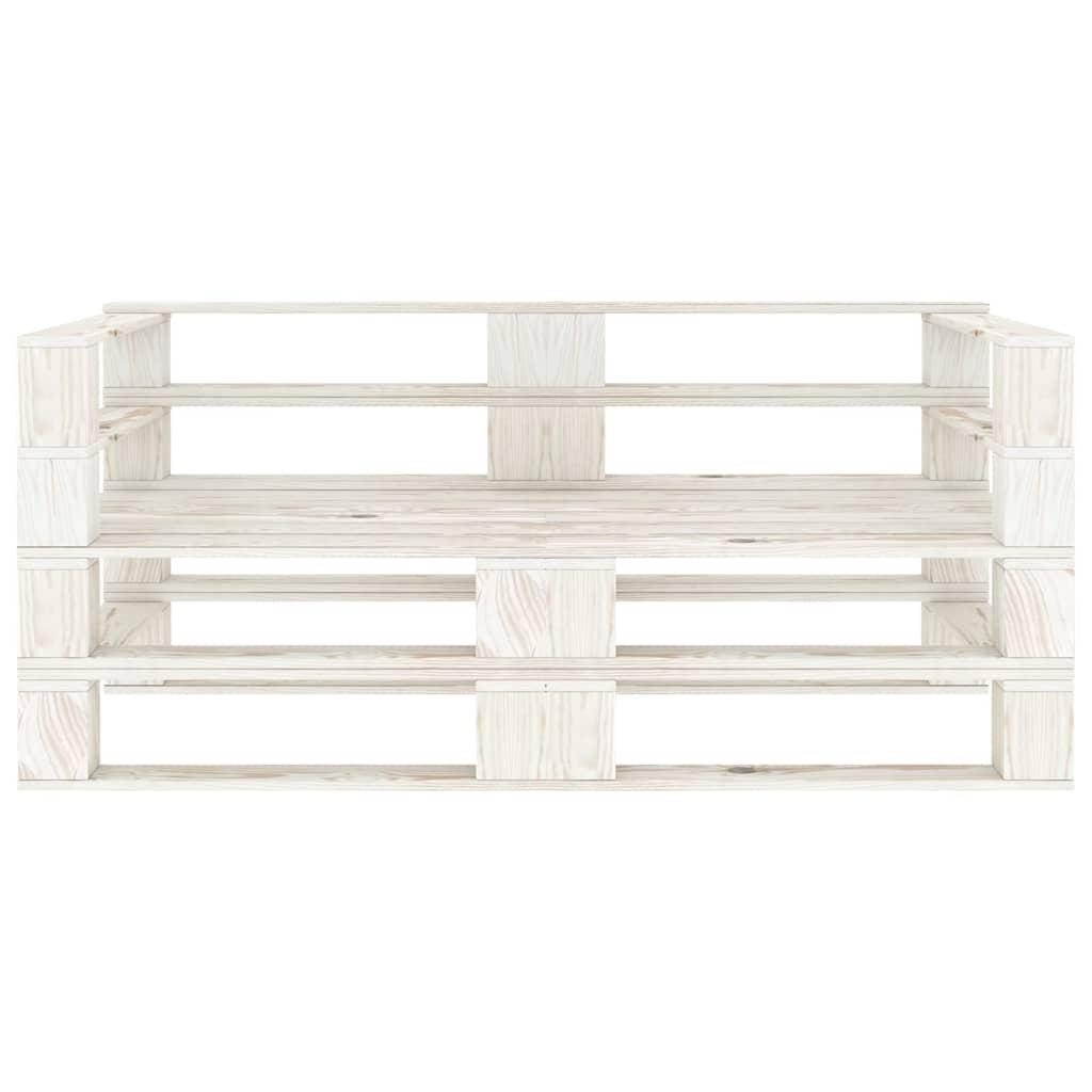 Garden 2-Seater Pallet Sofa White Solid Pinewood