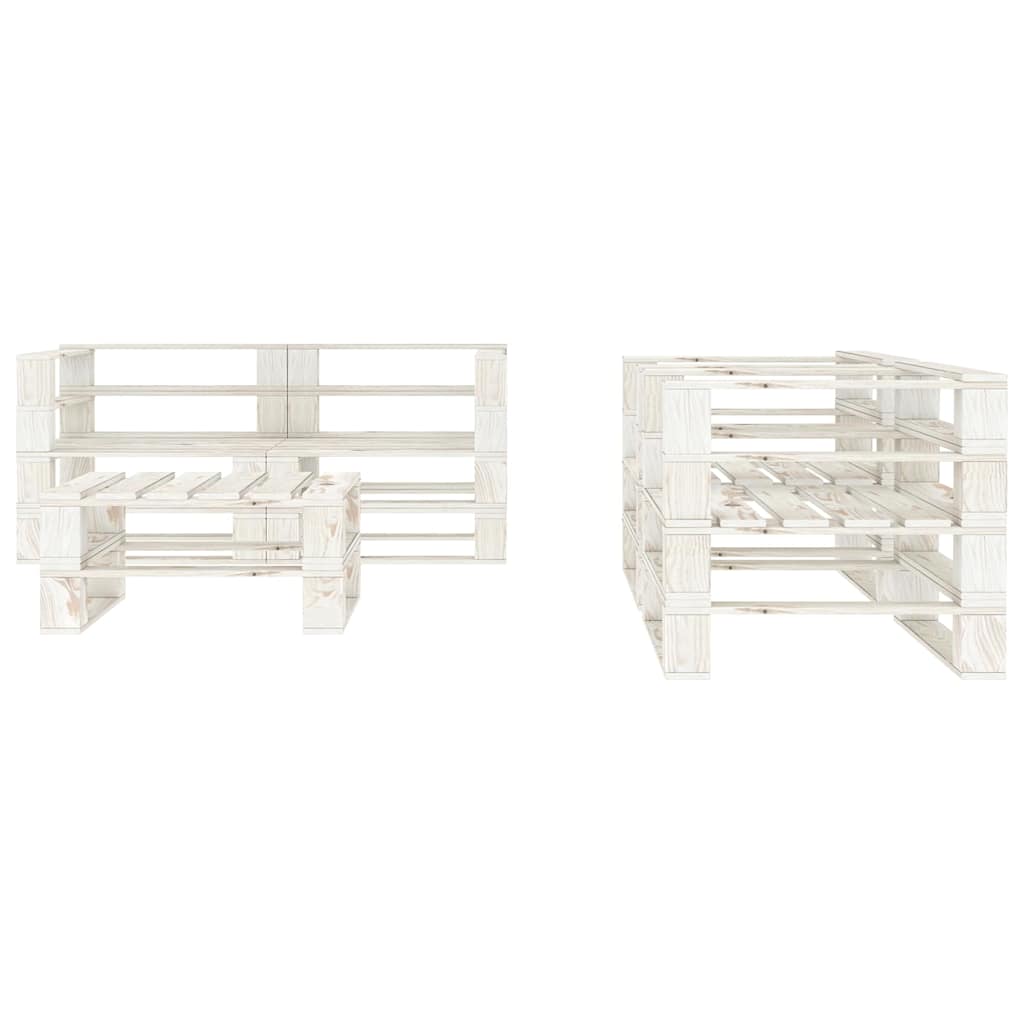 5 Piece Garden Pallet Lounge Set Solid Pinewood White