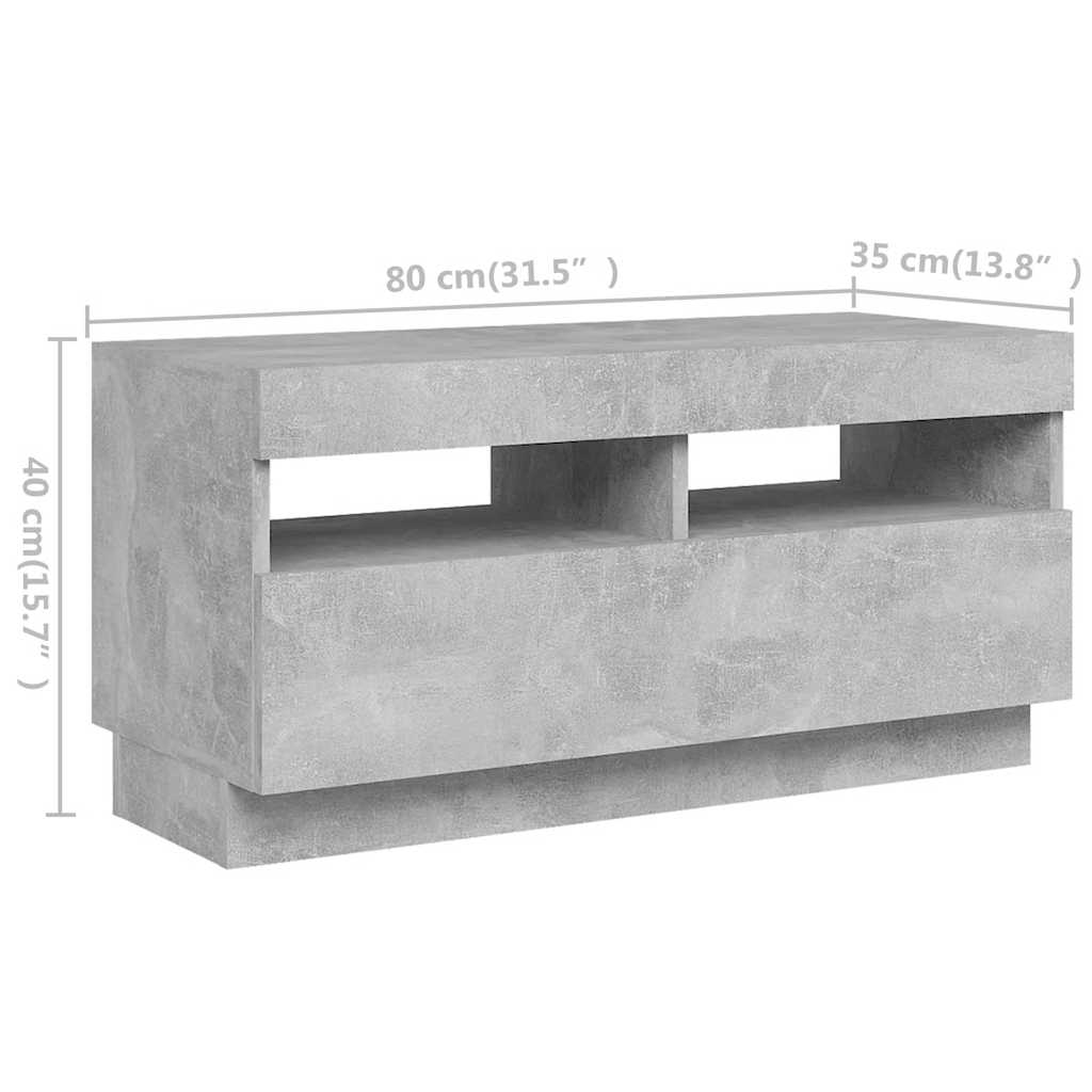 TV Cabinet with LED Lights Concrete Grey 180x35x40 cm