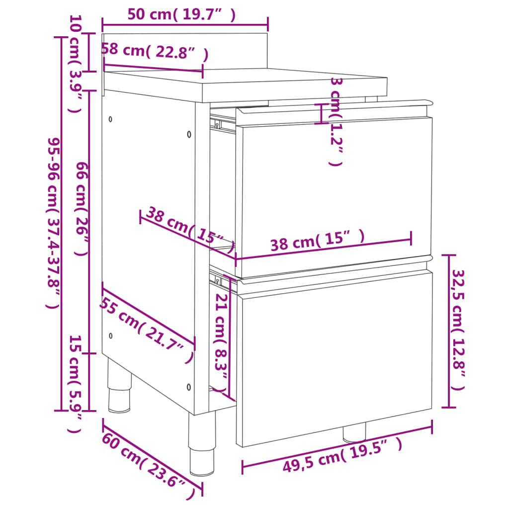 Commercial Kitchen Cabinets with 2 Drawers 2 pcs 50x60x96 cm