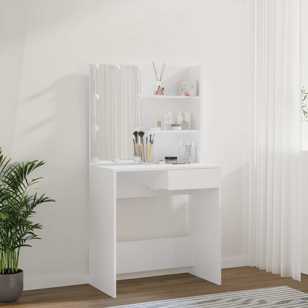 Dressing Table with LED White 74.5x40x141 cm